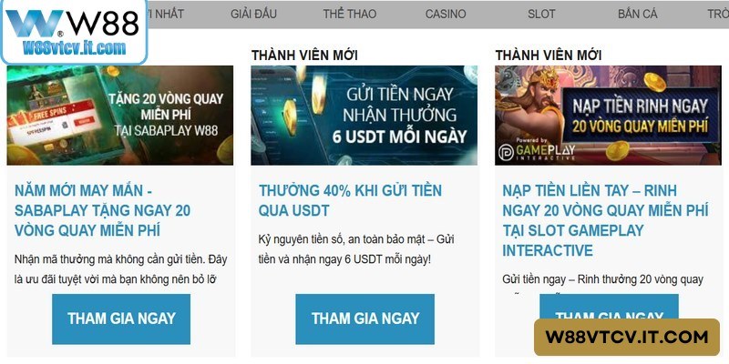 Các chương trình khuyến mãi W88 với giá trị thưởng vô cùng hấp dẫn