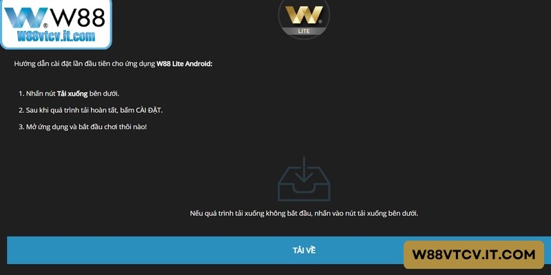 Nên dọn dẹp bộ nhớ trước khi tiến hành tải app W88