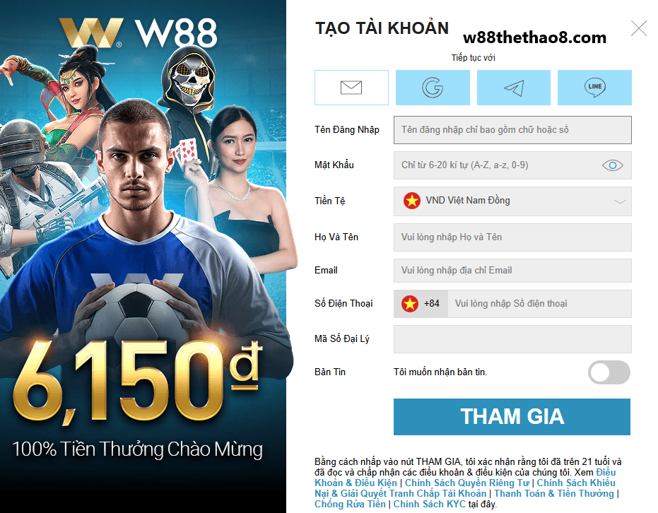 W88 dang ky tai khoan w88 de dang